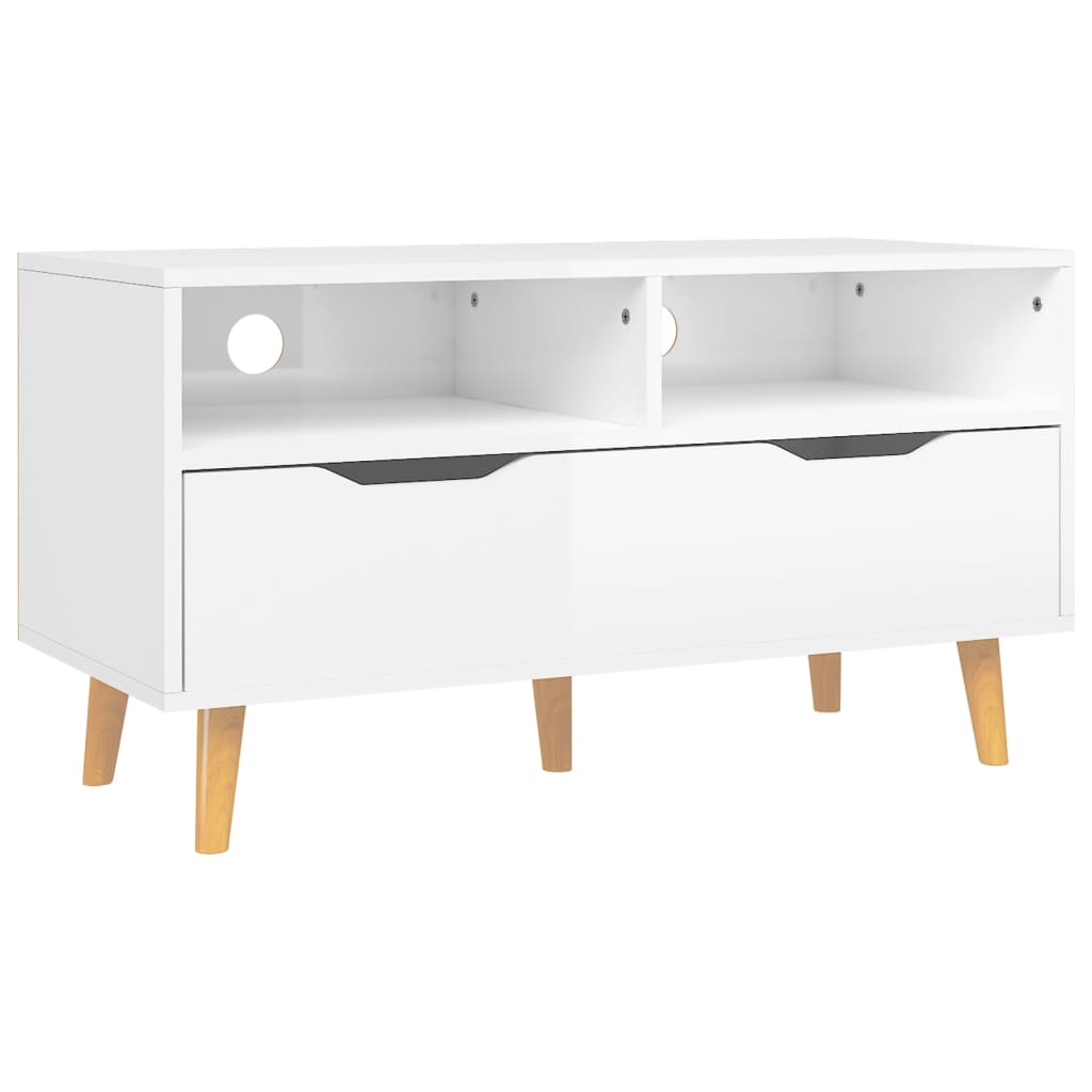 vidaXL Meuble TV blanc brillant 90x40x48,5 cm Aggloméré