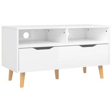 vidaXL Meuble TV blanc brillant 90x40x48,5 cm Aggloméré