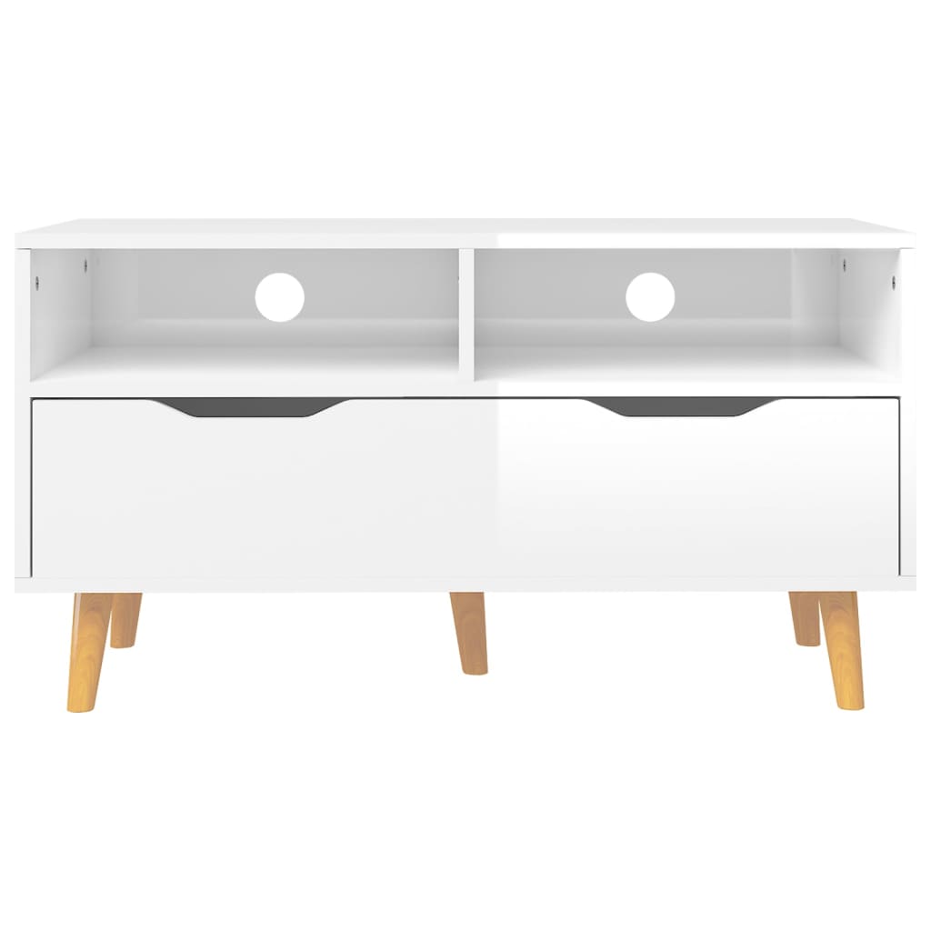 vidaXL Meuble TV blanc brillant 90x40x48,5 cm Aggloméré
