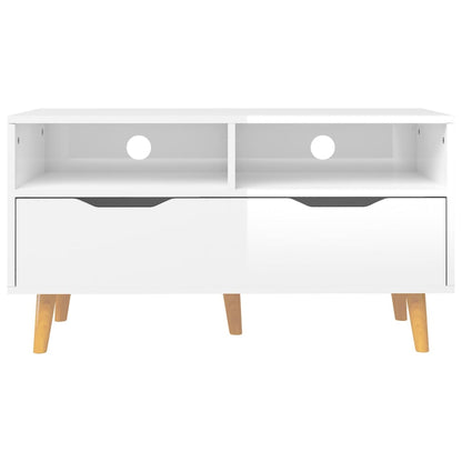 vidaXL Meuble TV blanc brillant 90x40x48,5 cm Aggloméré