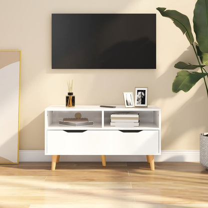 vidaXL Meuble TV blanc brillant 90x40x48,5 cm Aggloméré