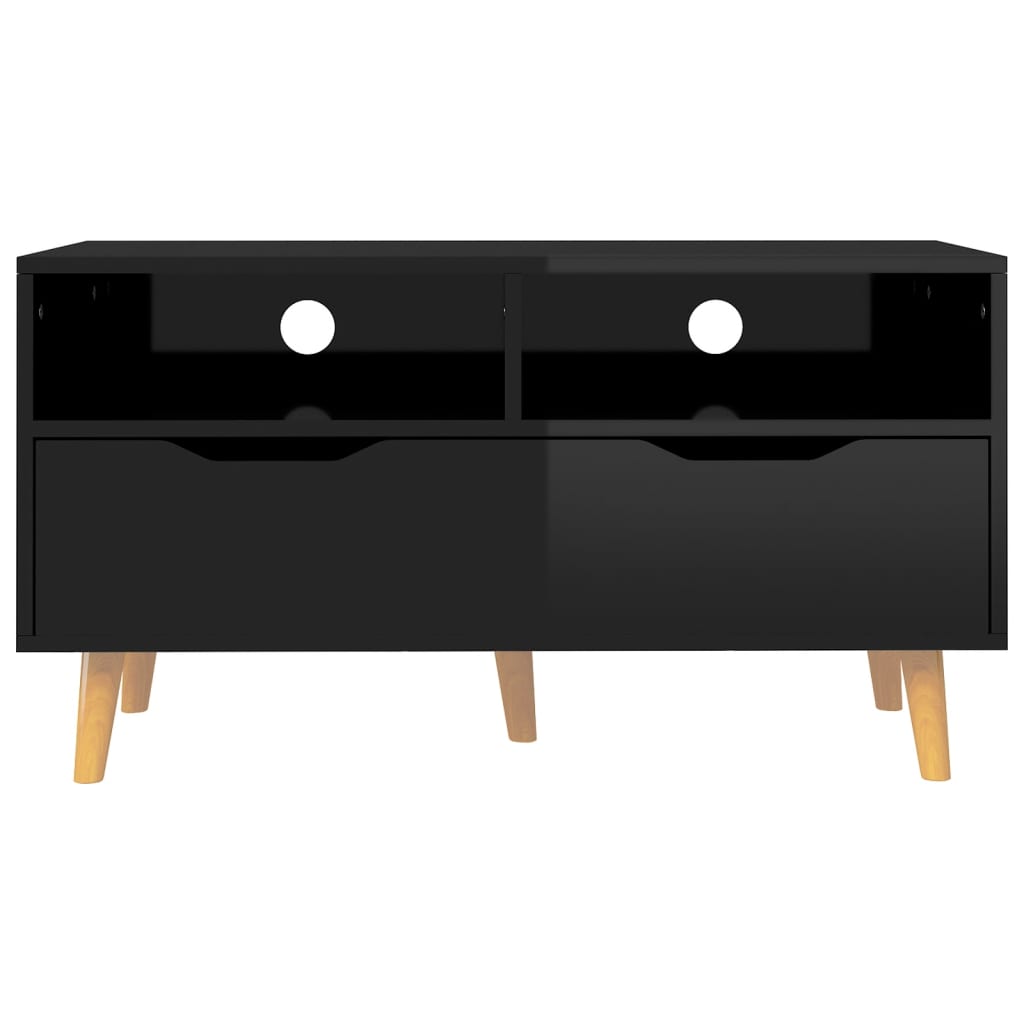vidaXL Meuble TV Noir brillant 90x40x48,5 cm Bois d'ingénierie
