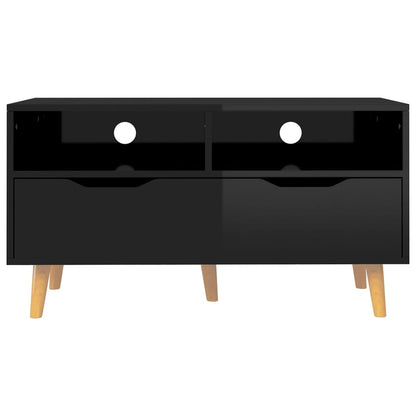vidaXL Meuble TV Noir brillant 90x40x48,5 cm Bois d'ingénierie