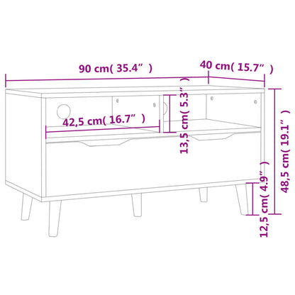 vidaXL Meuble TV Noir brillant 90x40x48,5 cm Bois d'ingénierie