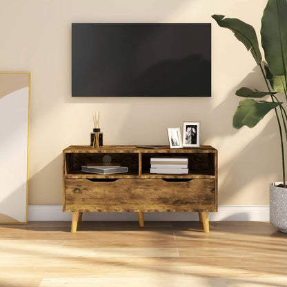 Meuble TV vidaXL chêne fumé 90x40x48,5 cm bois d'ingénierie