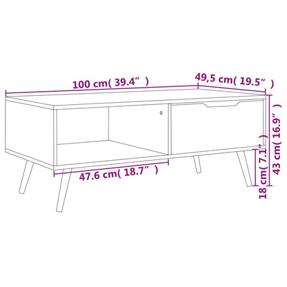 vidaXL Couchtisch Weiß 100x49,5x43 cm Holzwerkstoff