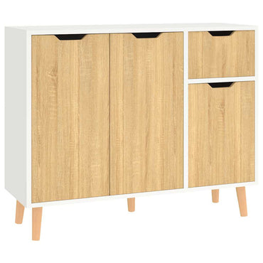 vidaXL Buffet blanc et chêne Sonoma 90x30x72 cm en bois d'ingénierie