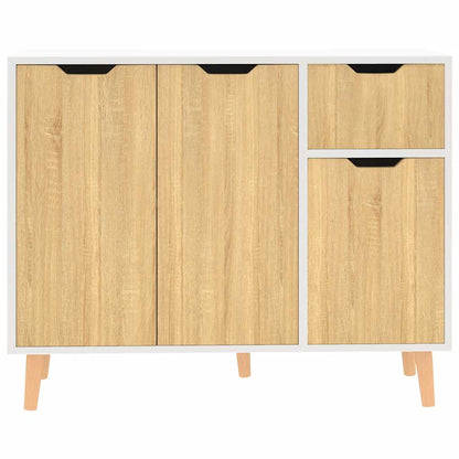 Sideboard Weiß und Sonoma-Eiche 90x30x72 cm Holzwerkstoff