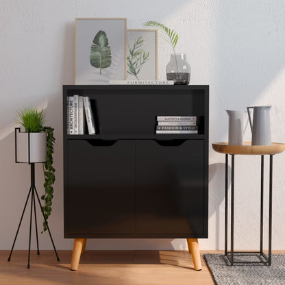 vidaXL Buffet haut brillant noir 60x30x72 cm Bois d'ingénierie