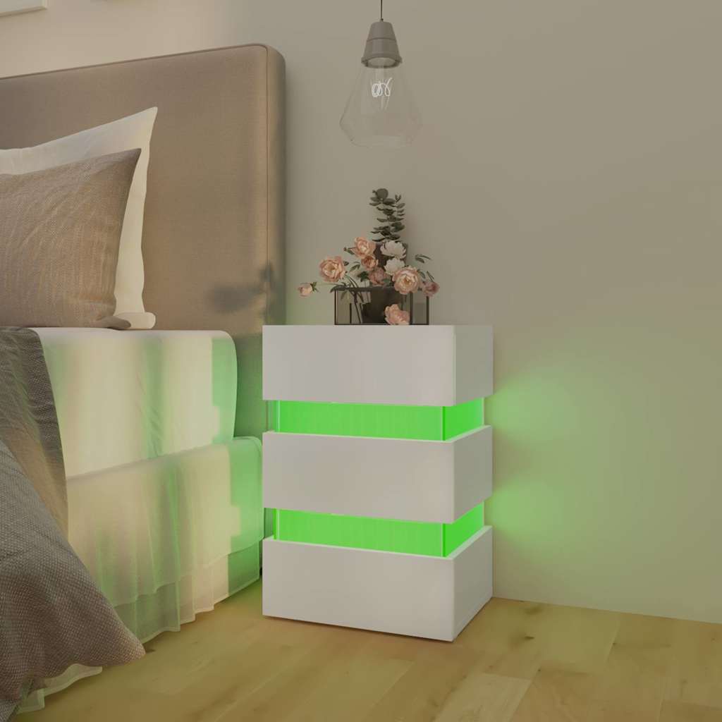 vidaXL LED-Nachttisch Weiß 45x35x67 cm Holzwerkstoff
