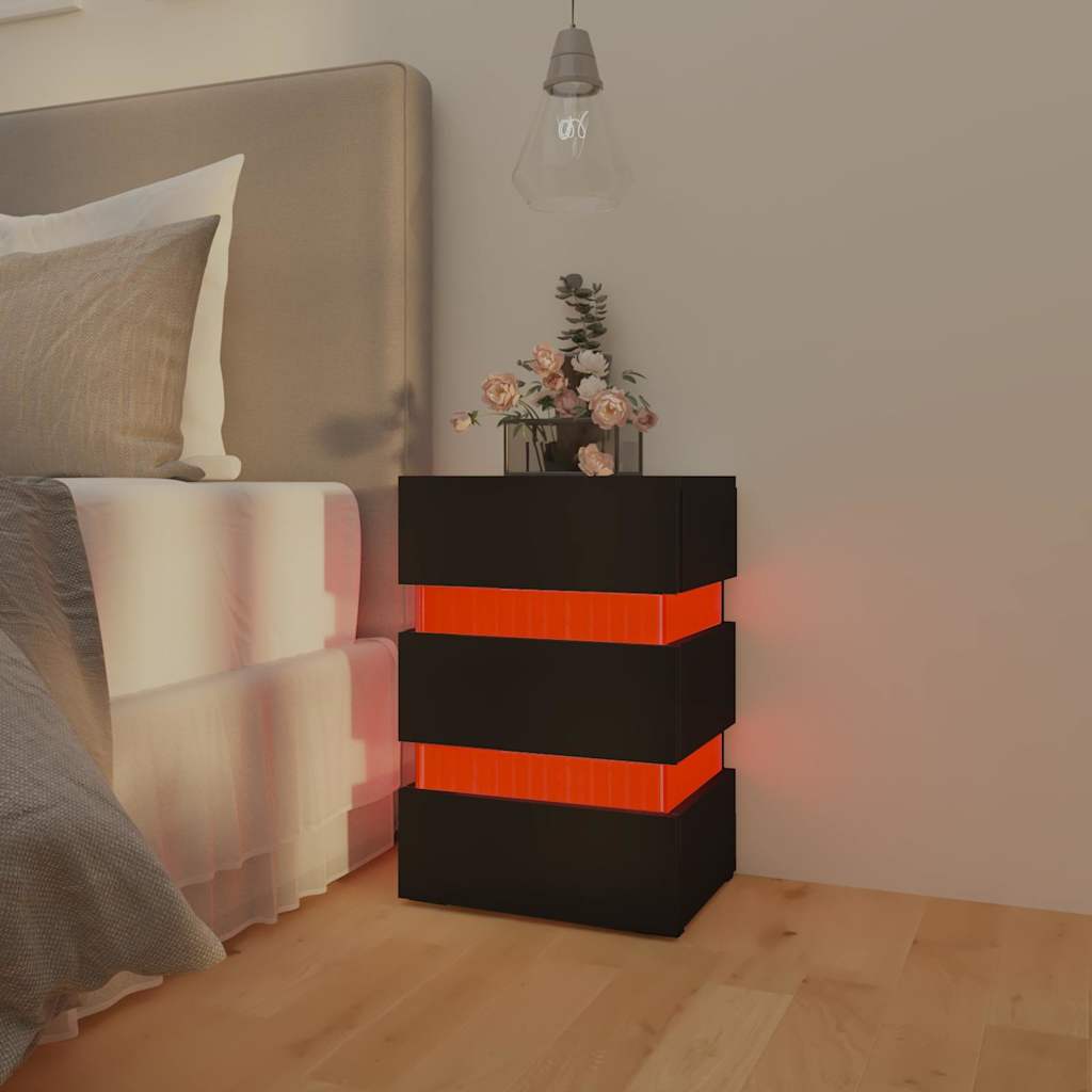 vidaXL LED-Nachttisch Schwarz 45x35x67 cm Holzwerkstoff