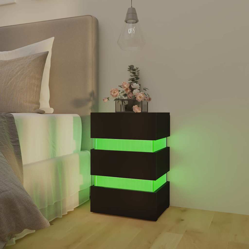 vidaXL LED-Nachttisch Schwarz 45x35x67 cm Holzwerkstoff