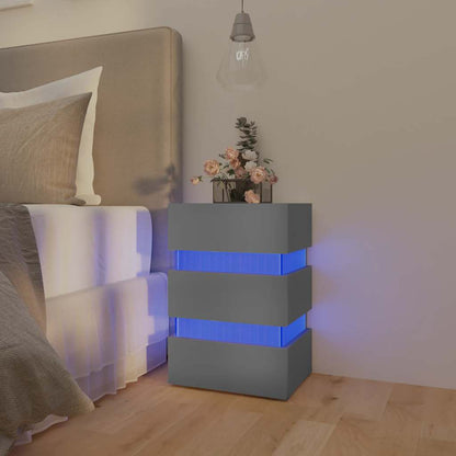 vidaXL LED-Nachttisch Grau 45x35x67 cm Holzwerkstoff