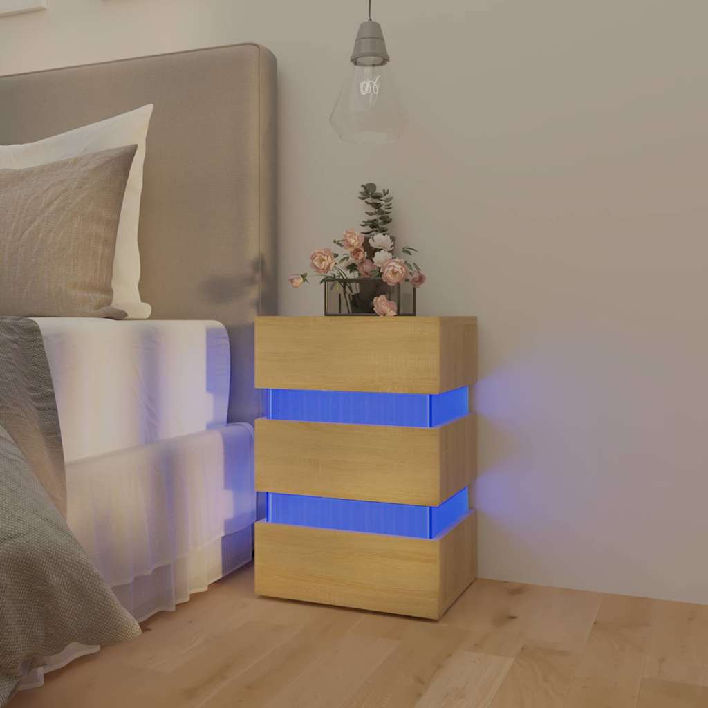 vidaXL LED-Nachttisch Sonoma-Eiche 45x35x67 cm Holzwerkstoff