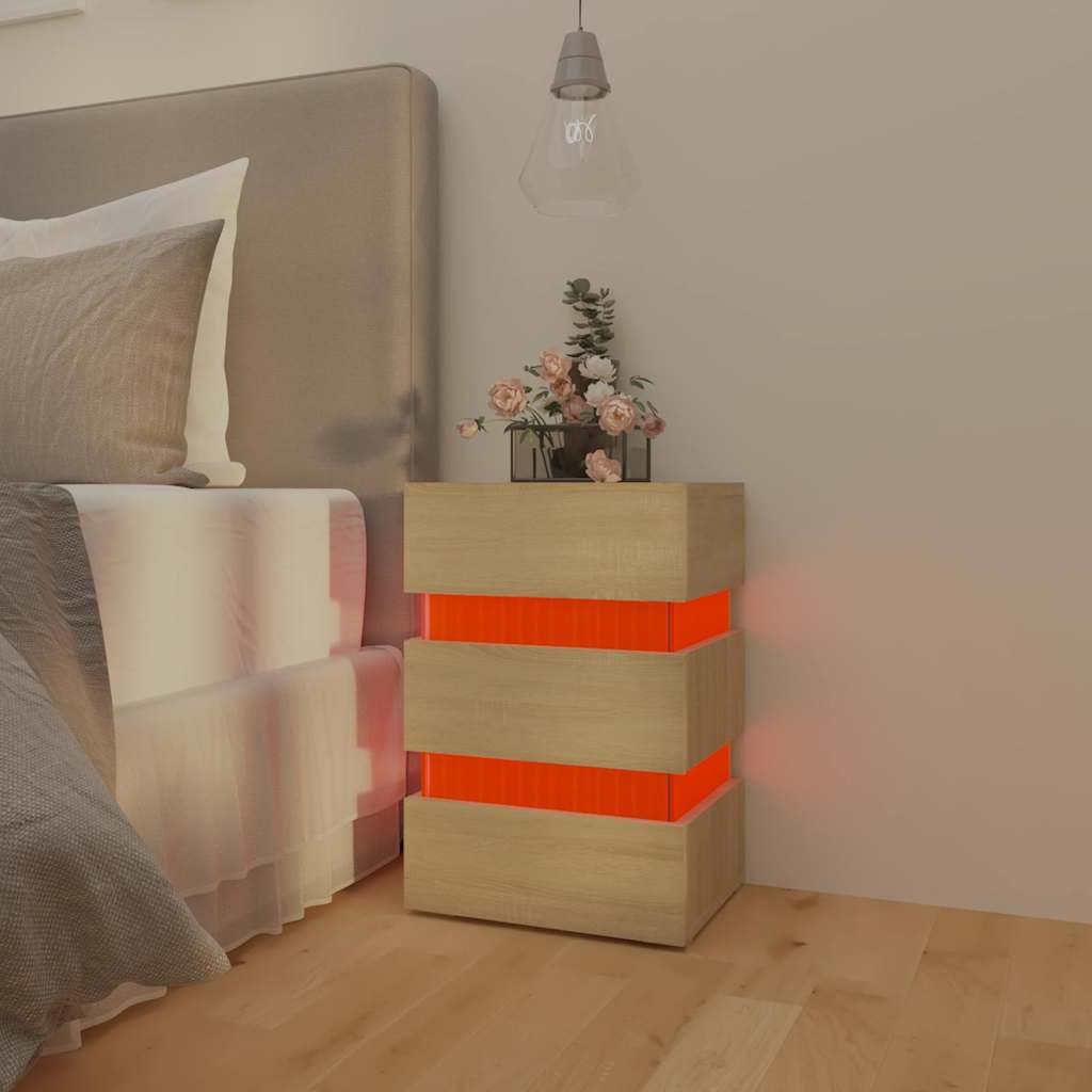 vidaXL LED-Nachttisch Sonoma-Eiche 45x35x67 cm Holzwerkstoff