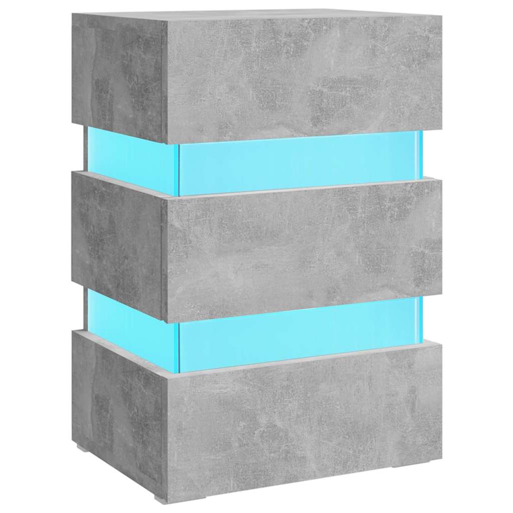 vidaXL Table de chevet à LED gris béton 45x35x67 cm Aggloméré