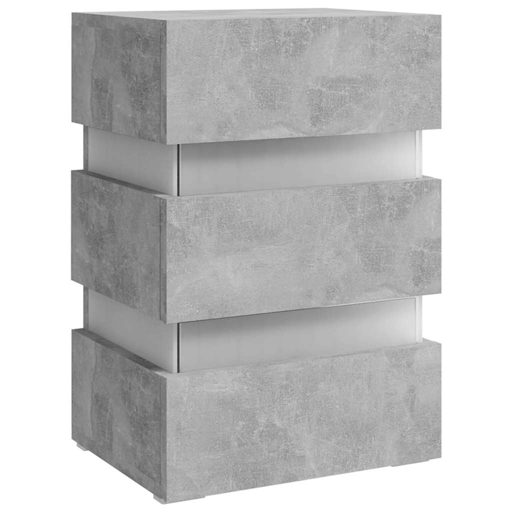 vidaXL Table de chevet à LED gris béton 45x35x67 cm Aggloméré