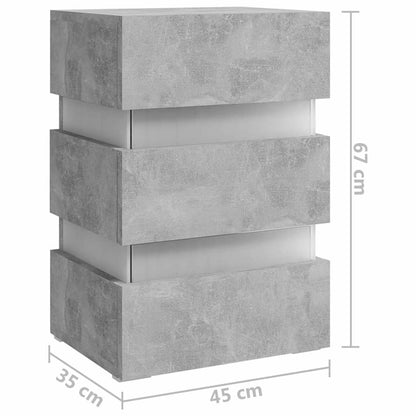 vidaXL Table de chevet à LED gris béton 45x35x67 cm Aggloméré