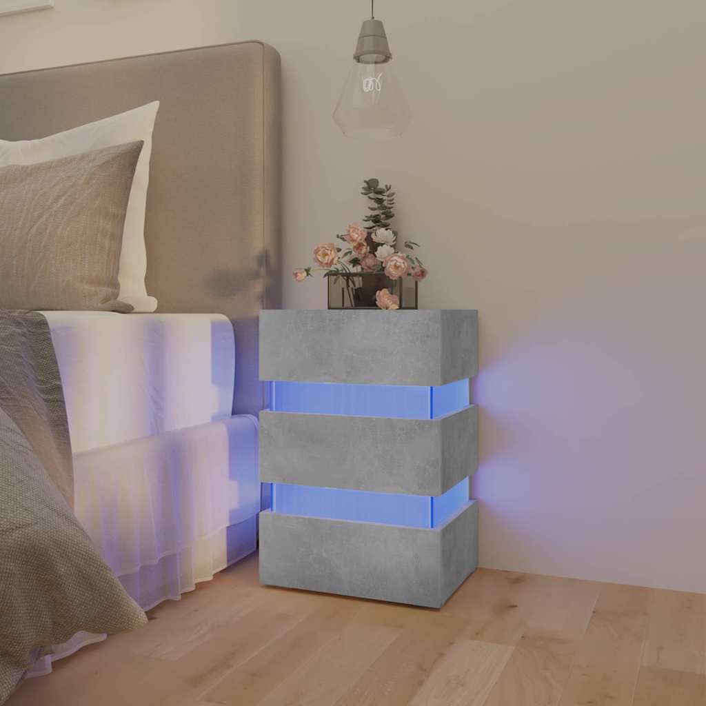 vidaXL Table de chevet à LED gris béton 45x35x67 cm Aggloméré