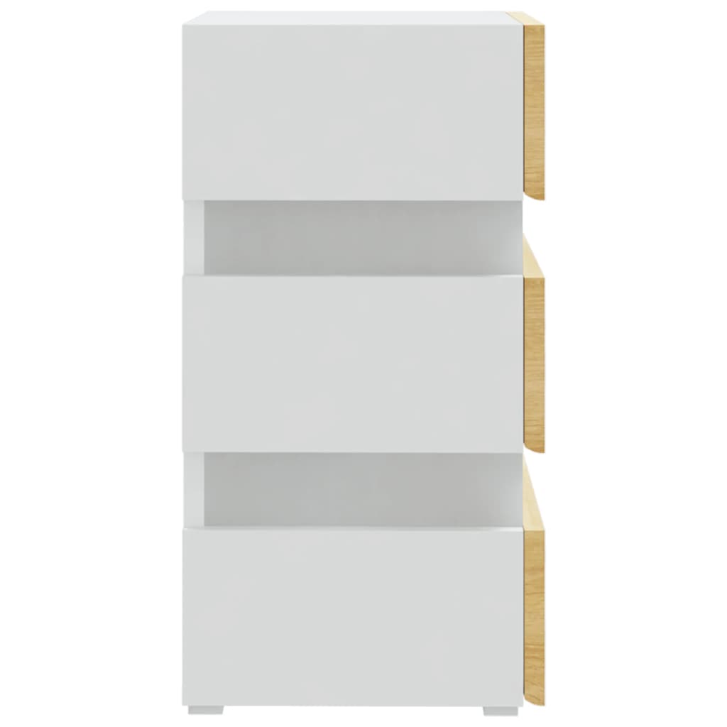 vidaXL LED-Nachttisch Weiß und Sonoma-Eiche 45x35x67 cm Holzwerkstoff