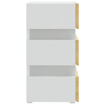 vidaXL LED-Nachttisch Weiß und Sonoma-Eiche 45x35x67 cm Holzwerkstoff