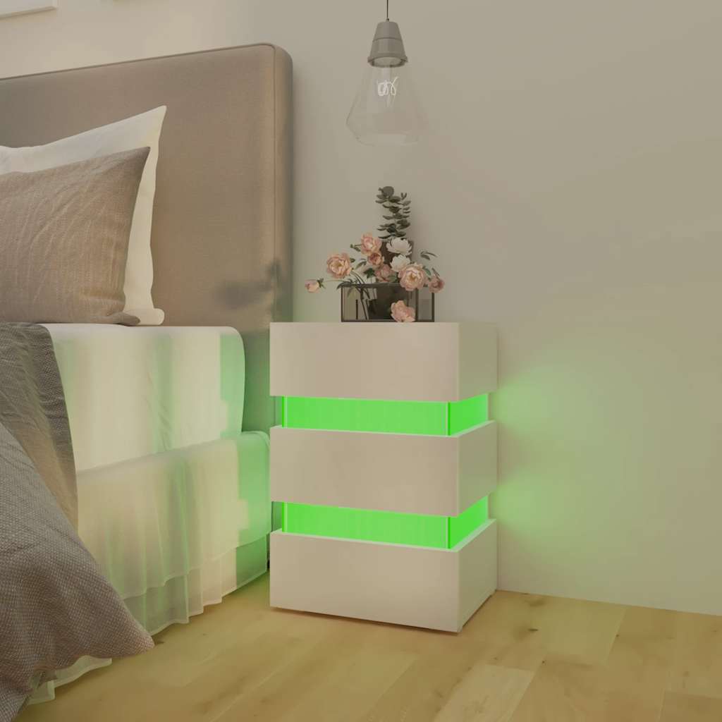vidaXL LED-Nachttisch Hochglanz-Weiß 45x35x67 cm Holzwerkstoff