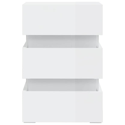vidaXL LED-Nachttisch Hochglanz-Weiß 45x35x67 cm Holzwerkstoff