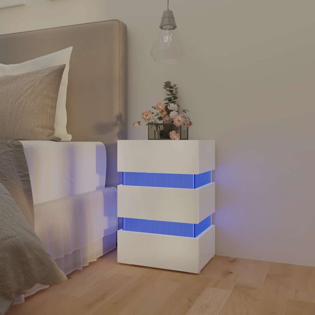 vidaXL LED-Nachttisch Hochglanz-Weiß 45x35x67 cm Holzwerkstoff