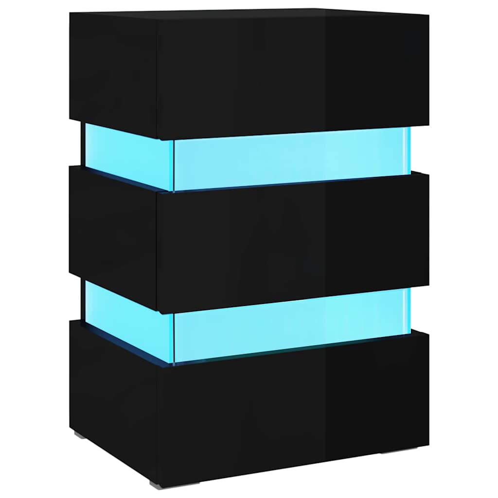 vidaXL LED-Nachttisch Hochglanz-Schwarz 45x35x67 cm Holzwerkstoff