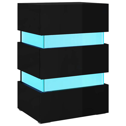 vidaXL LED-Nachttisch Hochglanz-Schwarz 45x35x67 cm Holzwerkstoff