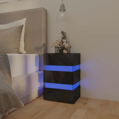 vidaXL LED-Nachttisch Hochglanz-Schwarz 45x35x67 cm Holzwerkstoff