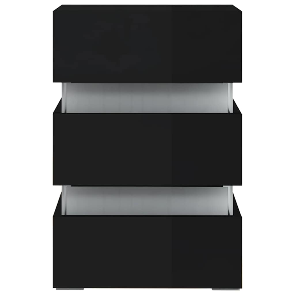 vidaXL LED-Nachttisch Hochglanz-Schwarz 45x35x67 cm Holzwerkstoff