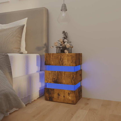 vidaXL LED-Nachttisch Räuchereiche 45x35x67 cm Holzwerkstoff