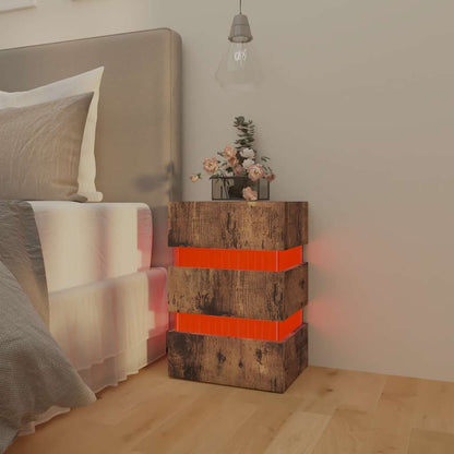 vidaXL LED-Nachttisch Räuchereiche 45x35x67 cm Holzwerkstoff