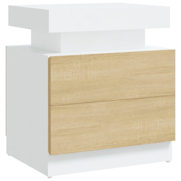 vidaXL Nachttisch Weiß und Sonoma-Eiche 45x35x52 cm Holzwerkstoff