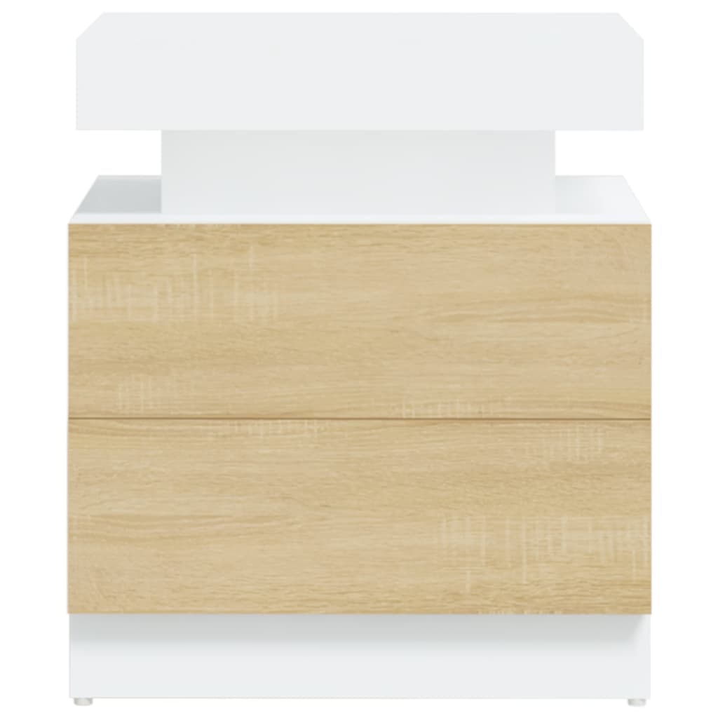 vidaXL Nachttisch Weiß und Sonoma-Eiche 45x35x52 cm Holzwerkstoff