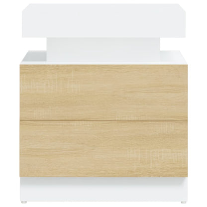 vidaXL Nachttisch Weiß und Sonoma-Eiche 45x35x52 cm Holzwerkstoff