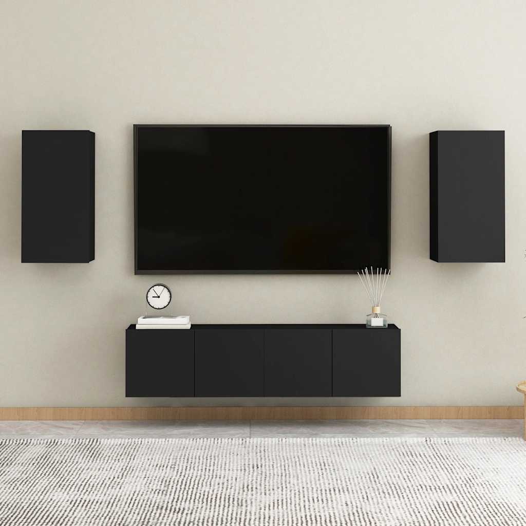 vidaXL Meuble TV Noir 30,5x30x60 cm Bois d'ingénierie