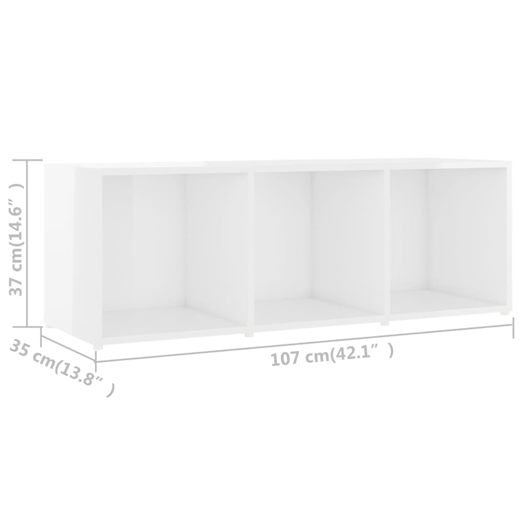 vidaXL TV-Schrank Hochglanz-Weiß 107x35x37 cm Holzwerkstoff