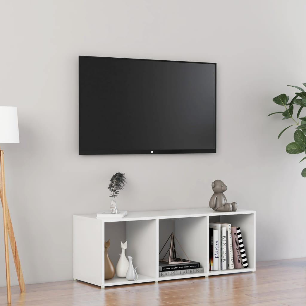 vidaXL TV-Schrank Hochglanz-Weiß 107x35x37 cm Holzwerkstoff