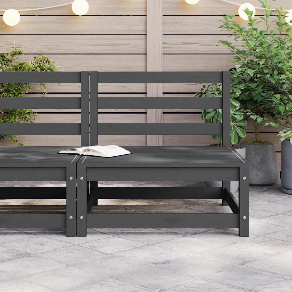 vidaXL Garten-Mittelsofa Grau Massivholz Kiefer