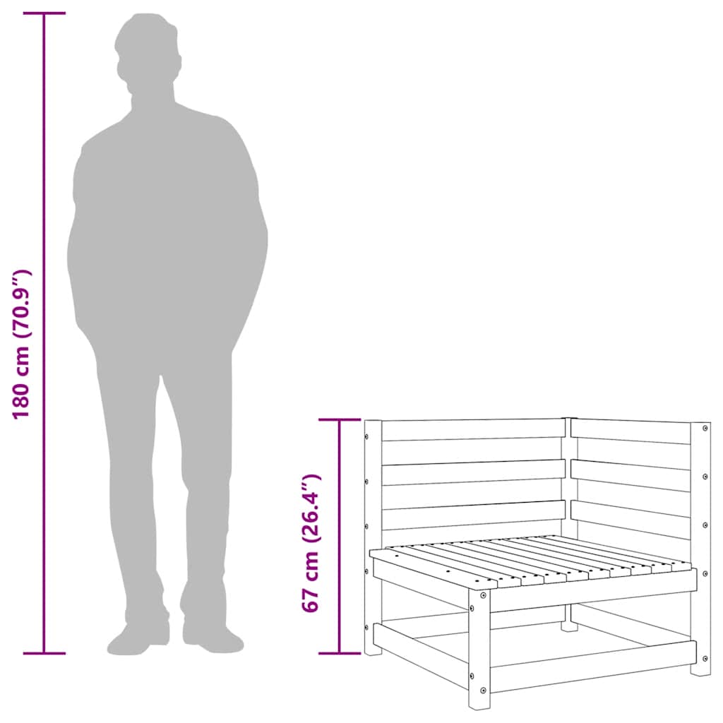 vidaXL Garten-Ecksofas 2 Stk. Weiß Kiefer Massivholz