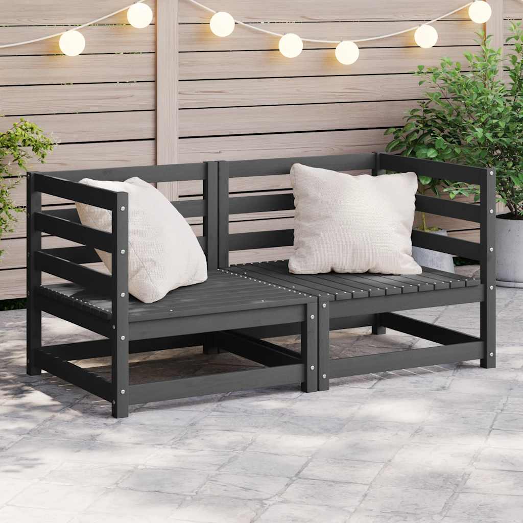 vidaXL Canapés d'angle de jardin 2 pcs Gris Bois de pin massif