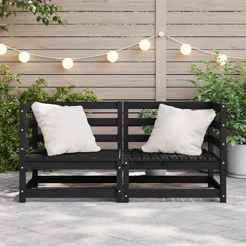 vidaXL Garten-Ecksofas 2 Stk. Schwarz Kiefer Massivholz