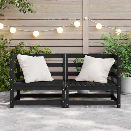 vidaXL Garten-Ecksofas 2 Stk. Schwarz Kiefer Massivholz