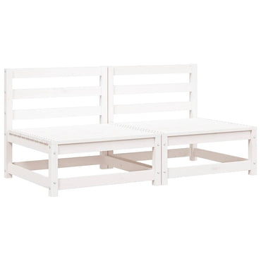 vidaXL Garten-Mittelsofas 2 Stk. Weiß Kiefer Massivholz