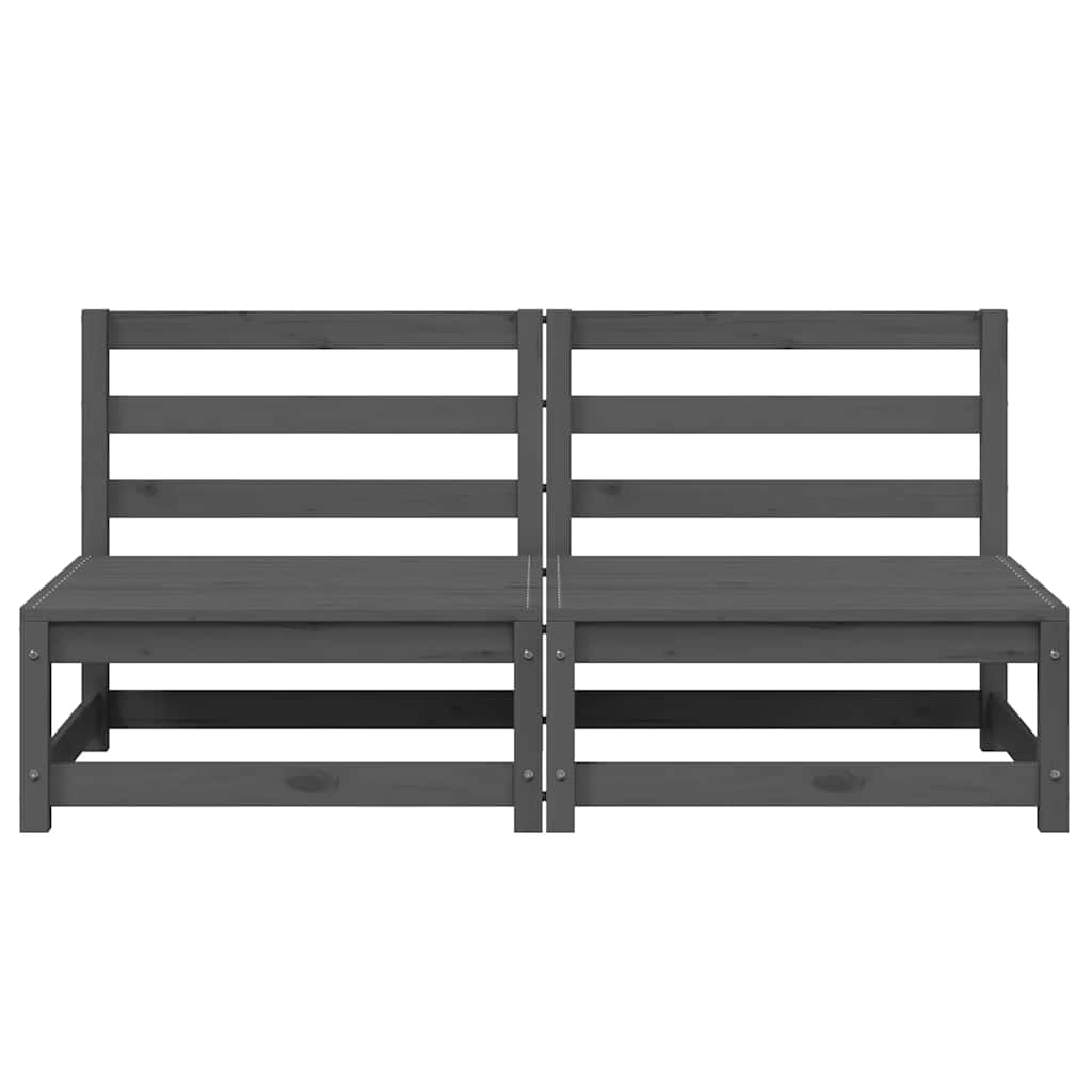 vidaXL Canapés centraux de jardin 2 pcs Gris Bois de pin massif