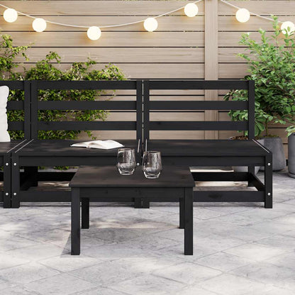 vidaXL Garten-Mittelsofas 2 Stk. Schwarz Kiefer Massivholz