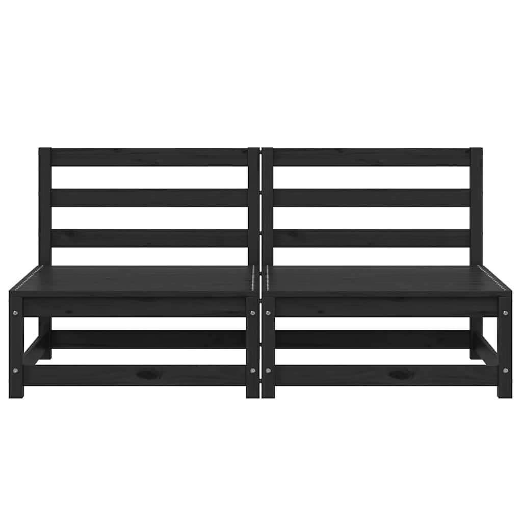 vidaXL Garten-Mittelsofas 2 Stk. Schwarz Kiefer Massivholz