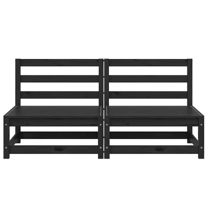 vidaXL Garten-Mittelsofas 2 Stk. Schwarz Kiefer Massivholz